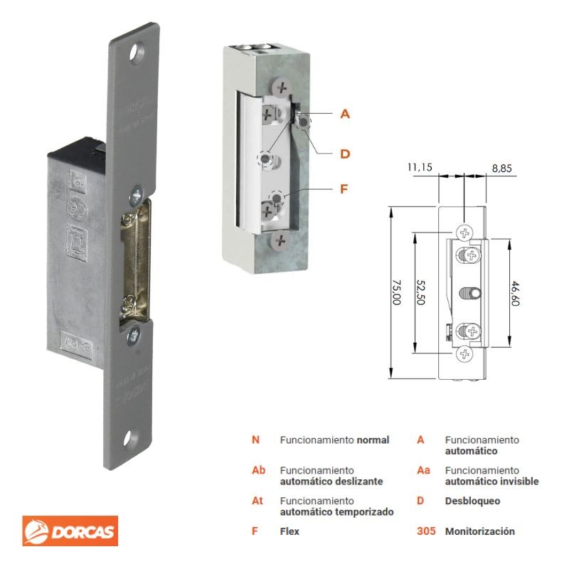 ABREPUERTAS 45 ADF P PEQUEÑO GRIS 8-12V