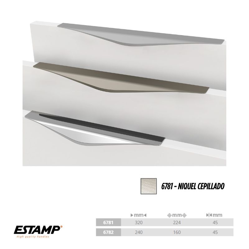TIRADOR 320/224 mm NIQUEL CEPILLADO 6781-038