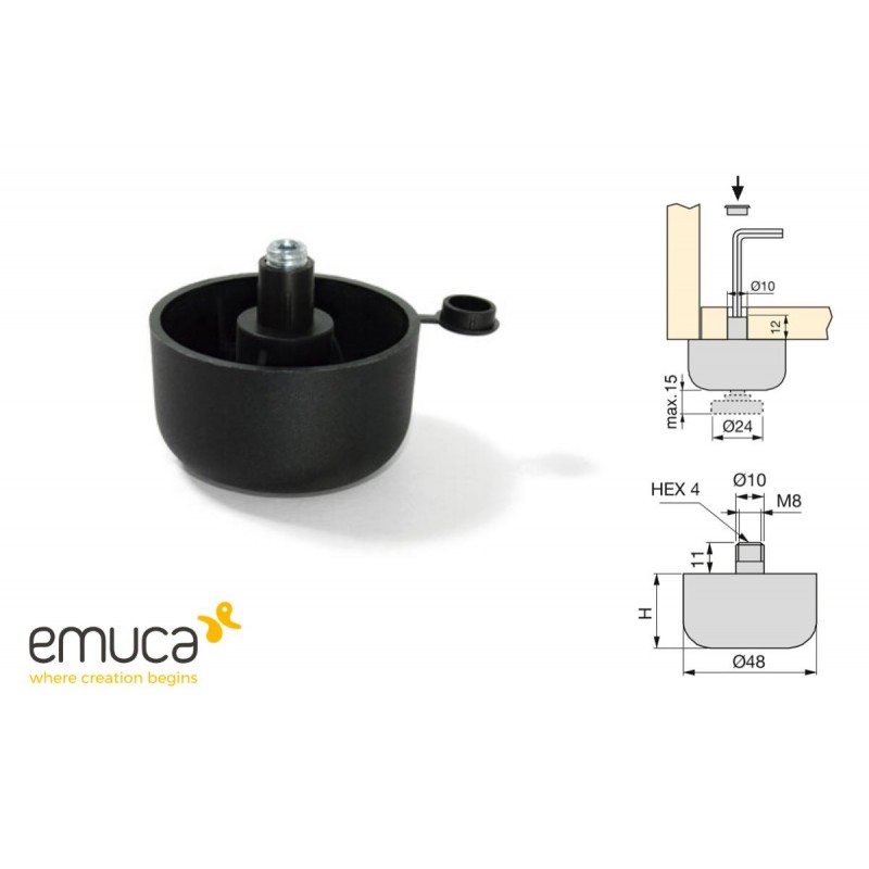 PATA NIVELADOR INT D48x27 NEGRO EMUCA