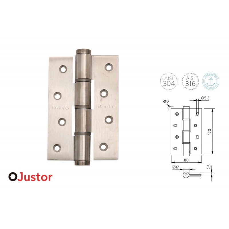 BISAGRA MUELLE 53 SA 120mm 2 Und INOX