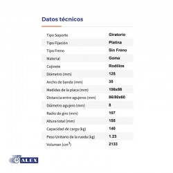 RUEDA 2-0227 140Kg d-125 GOMA