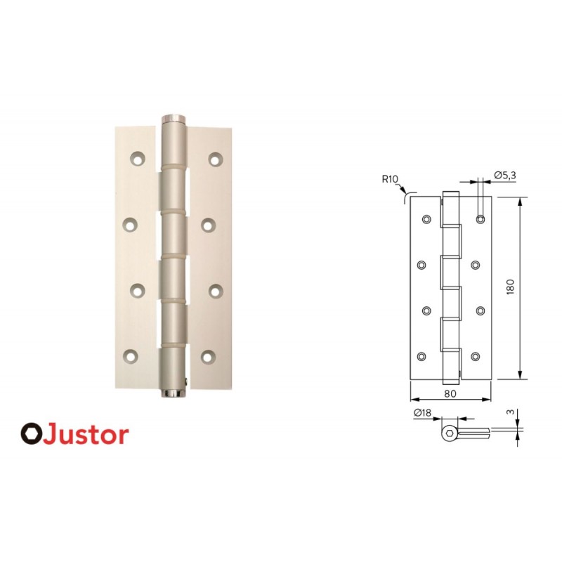 BISAGRA MUELLE SA 180mm 2Ud PLATA JUSTOR