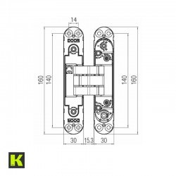 BISAGRA OCULTA K7080 CROMO SATINADO