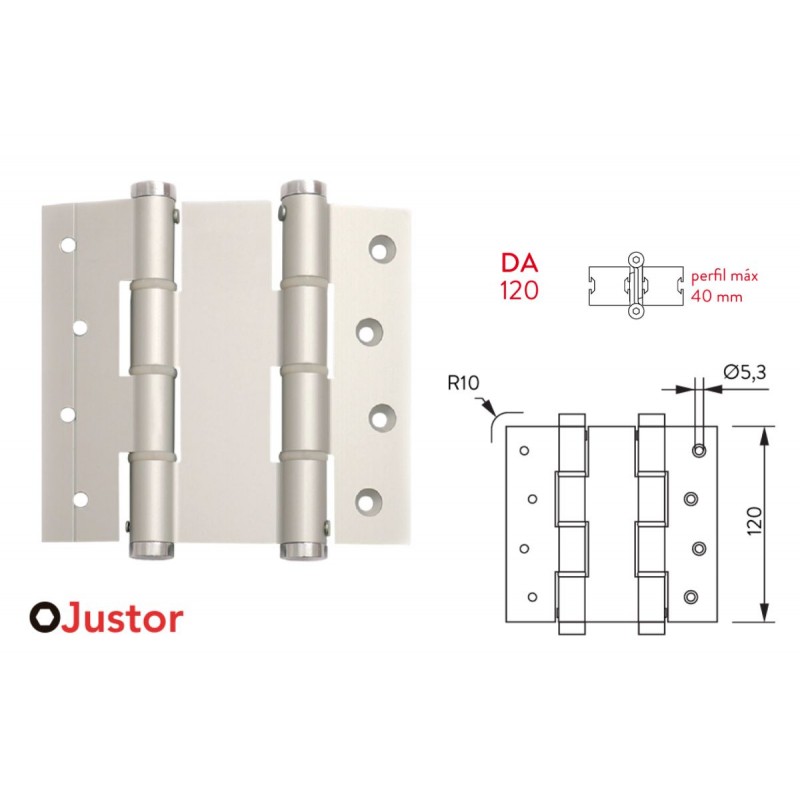 BISAGRA MUELLE 54 DA 120x40 2Uds PLATA