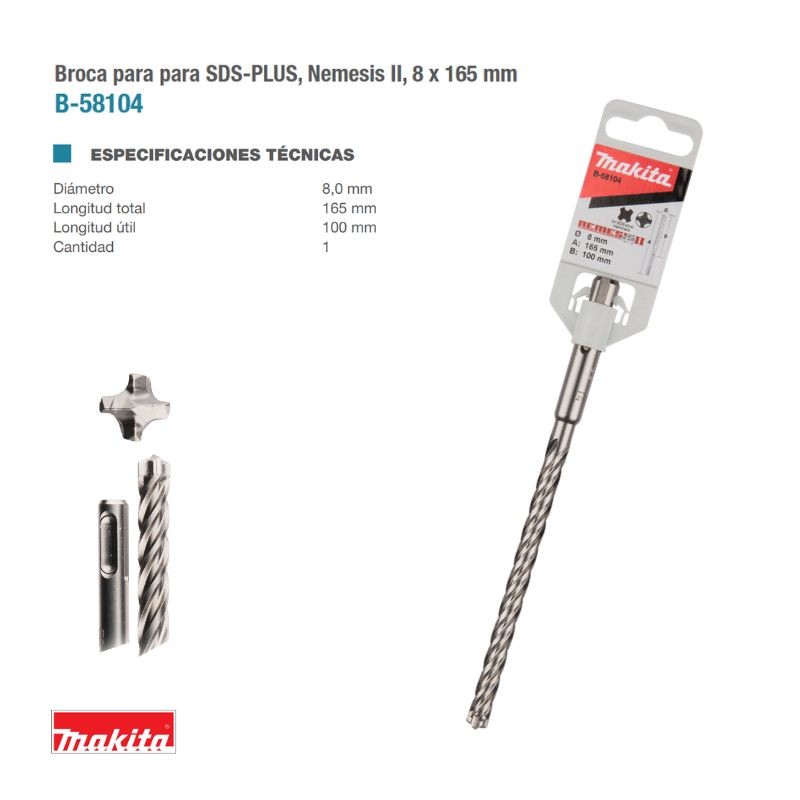 BROCA SDS 8x100x165mm NEMESIS MAKITA
