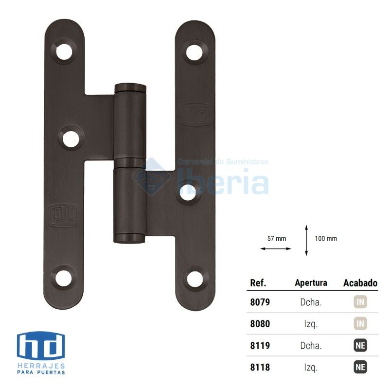 PERNIO 100X57 S/REM INOX NEGRO DCHA 8119