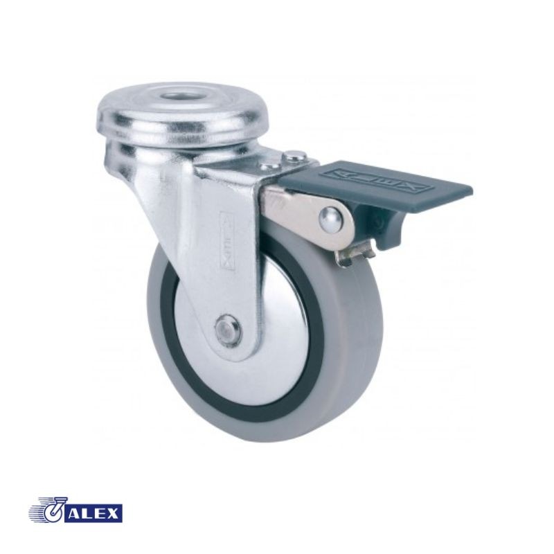 RUEDA GIRAT C/FRENO 22KG GOM GRIS 1-0551