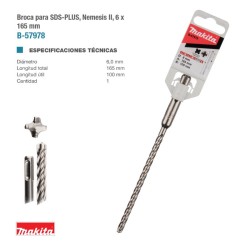 BROCA SDS 6x100x165mm NEMESIS MAKITA