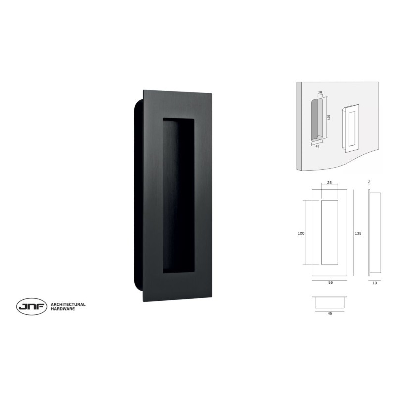 CAZOLETA RECTANGULAR IN.16.412 135x55 TITANIUM BLACK JNF