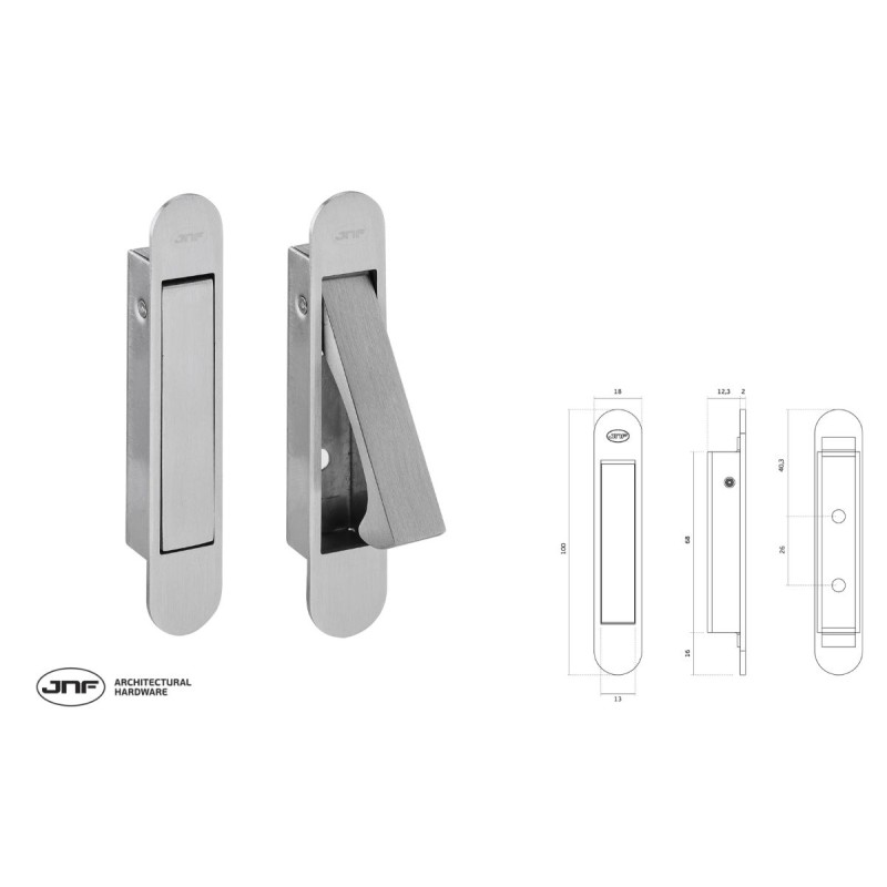 TIRADOR EMBUTIR BASCULANTE 100X19mm INOX